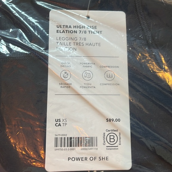 NWT Athleta Ultra High Rise Elation 7/8 Navy Tight - Picture 6 of 6